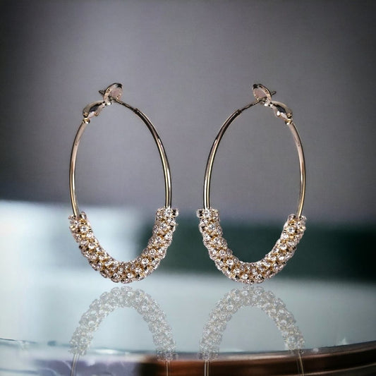 AD Stone Studded Hoop Earrings|Gold and Silver.💫