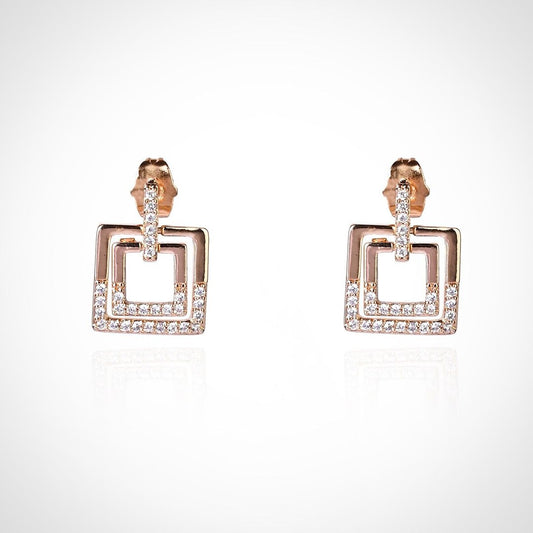 CZ & AD Stone Studded Gold Plated Dangler Earrings|Square Shape.💫